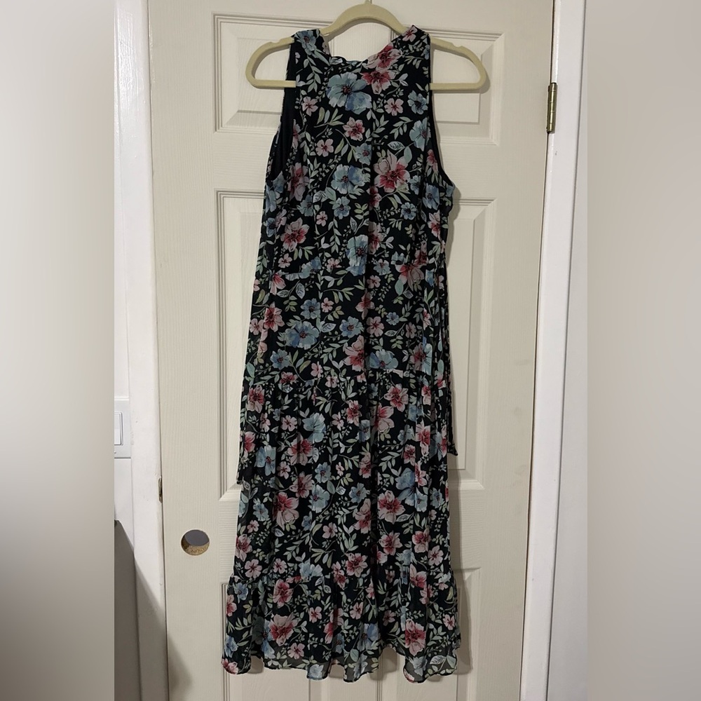 Nicole Miller Black Floral Maxi Dress